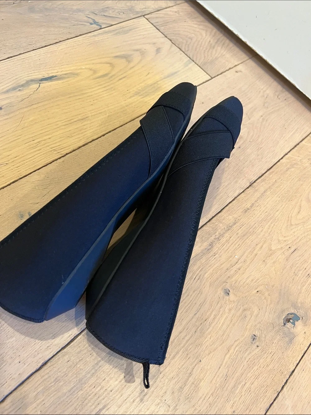 Anne Klein Black Pointed Toe Slip-On Flats with Crossover Vamp